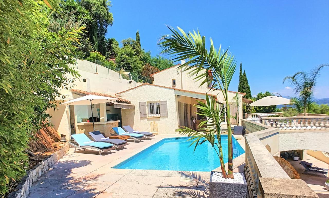 3 Bedrooms Villa Near Cannes - Pool & Jacuzzi - Sea View Mandelieu Exteriér fotografie